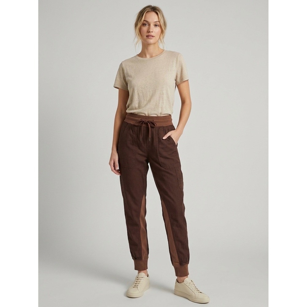 Anthropologie The Nomad Lyocell Linen Joggers Brown Utility Cargo Pants XXS